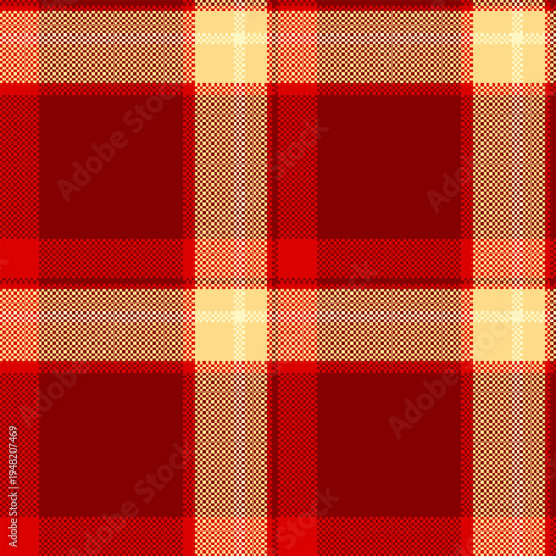 Layout background seamless tartan, duvet texture fabric plaid. Scratched check vector textile pattern in maroon and amber colors.
