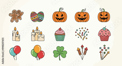 Holiday symbols and decorative elements