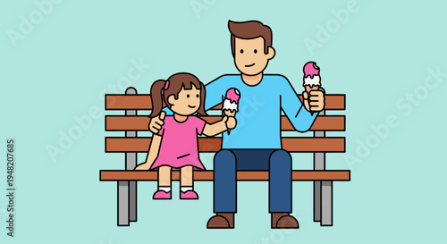 Man and little girl eating ice cream.