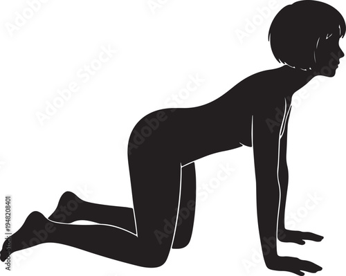 Black silhouette of a woman in a yoga pose on a white background also transparent background female