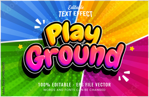 Play ground editable text effect cartoon style Premium Vector