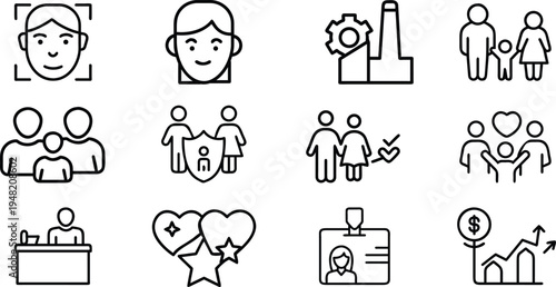 Black and white line of people and business concepts