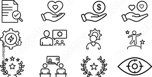 Black line of business concepts and symbols