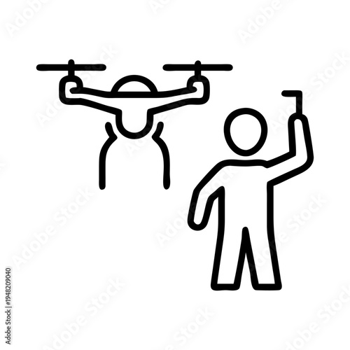Drone and pilot icons vector, drone operator
