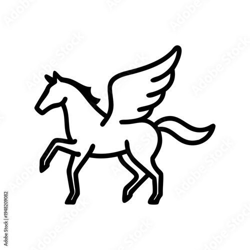 Vector winged horse icon, mythical creature