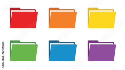 Colorful Flat Design Folder Icons Collection for Digital File Management