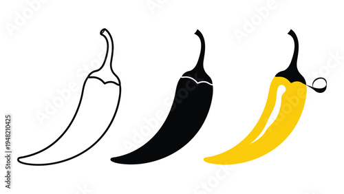 A vibrant illustration of three chili peppers in different colors, showcasing a creative and artistic representation of a popular ingredient in various cuisines around the world.
