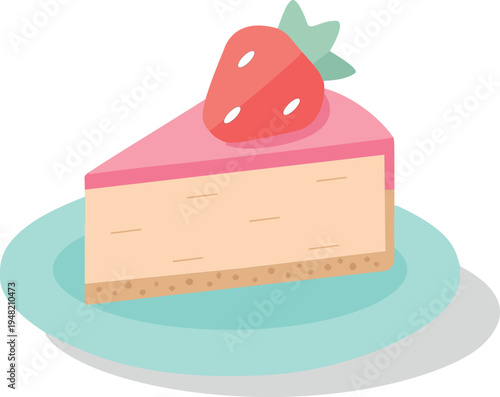 Strawberry Cheesecake Slice Illustration
