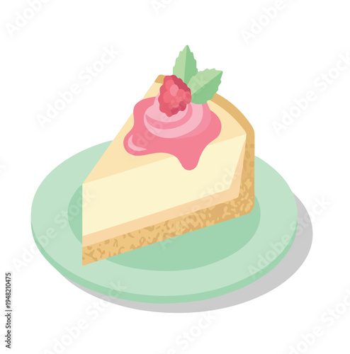 Strawberry Cheesecake Slice Illustration