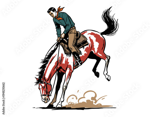Vintage Cowboy Rodeo Graphic Illustration