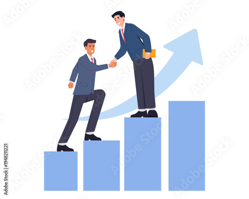 Teamwork and collaboration helping each other achieve goal, success and reach higher together 