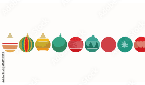 Christmas Bauble Ornament Set with Decorative Patterns Minimal Holiday Vector Illustration
