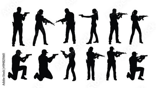 A comprehensive analysis of silhouette postures: exploring various gun handling positions and stances