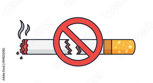 No Smoking Sign with a Broken Cigarette Indicating the Dangers of Smoking