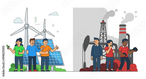 Embracing Sustainable Future Renewable Energy Solutions Contrasted with Traditional Industrial Pollution and its Environmental Impact