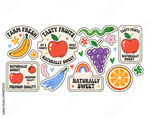 Fresh farmers market design. Sweet summer vibes artwork. Fruit club design.