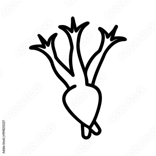Vector illustration of a beetroot with leaves