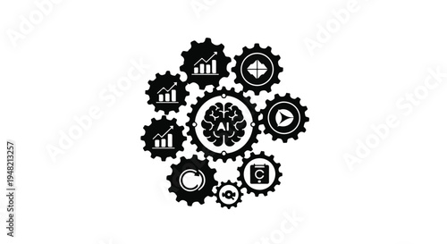 gear mechanism with icons business productivity
