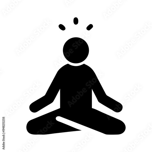 Meditating person icon vector, mindfulness symbol