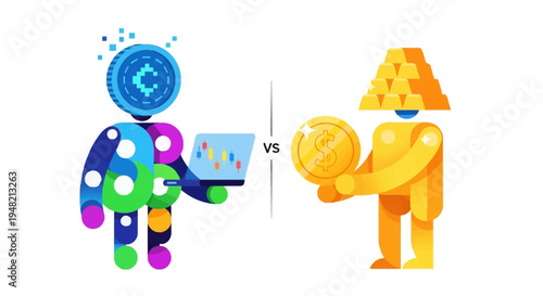 Cryptocurrency Versus Gold A Visual Comparison of Digital and Traditional Assets
