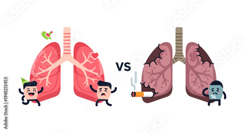 Healthy Lungs vs. Smoker's Lungs A visual comparison highlighting the severe impact of tobacco use on respiratory health and overall well-being