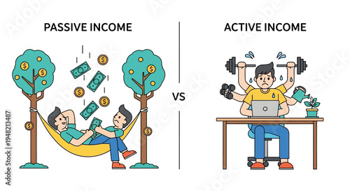 Passive Income Versus Active Income A Visual Comparison of Earning Strategies