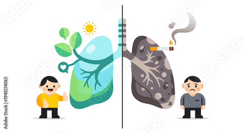 Visual comparison of healthy lungs and smoker's lungs, highlighting the critical choice for respiratory wellness and the impacts of lifestyle