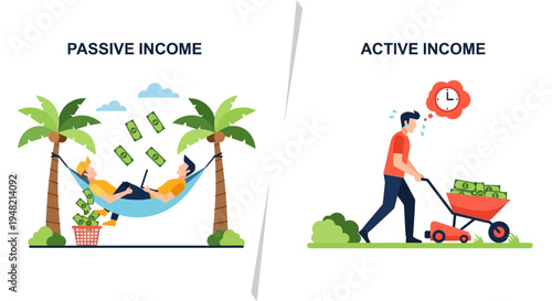 Unlocking financial freedom contrasting the effort of traditional active earnings with the benefits of strategic passive wealth generation