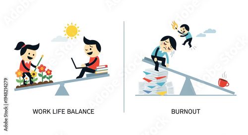 Visualizing the critical difference between achieving work-life harmony and experiencing the overwhelming stress of professional burnout