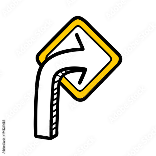 Vector right turn road sign icon