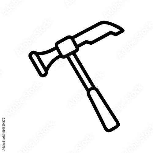 Vector hammer icon, black line illustration