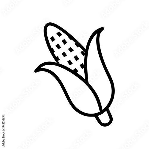 Vector corn icon, black and white illustration
