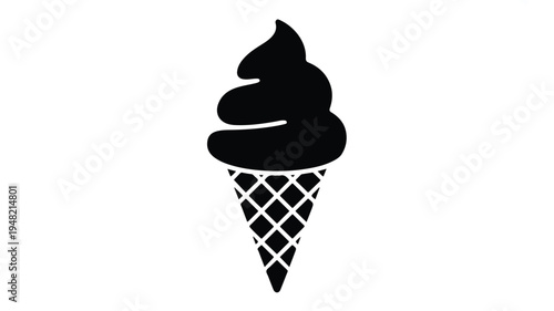 black ice cream cone on white background