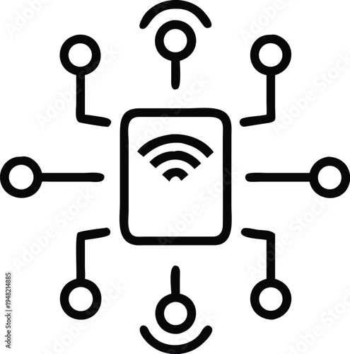 Vector wifi icon with connected devices symbol