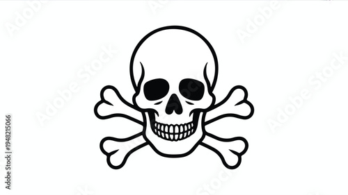 Black skull and crossbones symbol on white background