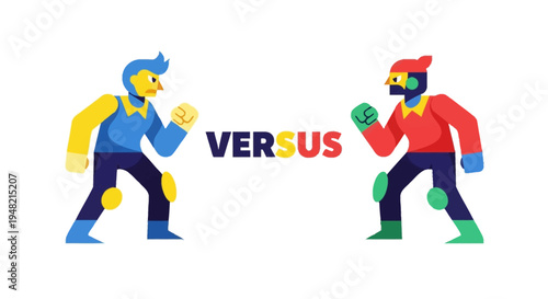 Two cartoon robots facing each other with the word 'VERSUS' in between them, symbolizing competition