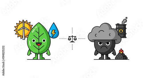 Green Energy Vs Pollution Concept - A Visual Representation of Environmental Choice