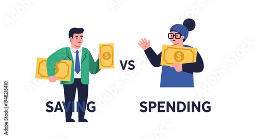 Saving vs Spending A Visual Comparison of Financial Management and Decision Making