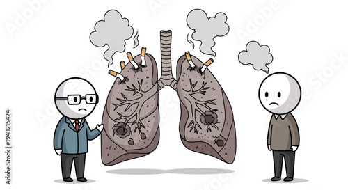 Visualizing the Severe Damage and Health Risks Posed by Chronic Smoking to Human Lungs in a Concerned Medical Context Illustration