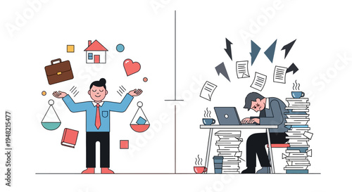 The delicate balance between achieving work-life harmony and succumbing to the overwhelming pressure of professional burnout and job stress