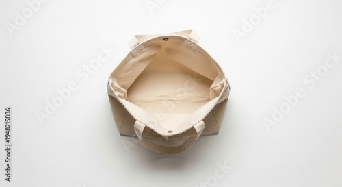 Oversized Beige Cotton Tote Bag Open
