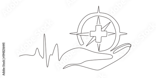 Continuous line drawing vector illustration of a heartbeat and heart shape vector  Continuous one line drawing of heart shape with heartbeat pulse line symbolizing health insurance and medical