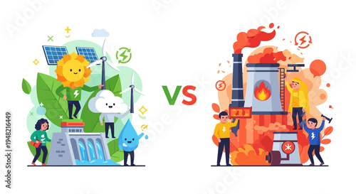 The Stark Contrast Sustainable Energy Solutions vs. Industrial Pollution and its Environmental Impact. A Global Choice for a Greener Future