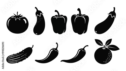 A black and white image of various vegetables including tomato, eggplant, bell pepper, chili peppers, and corn on the cob for healthy eating and nutrition