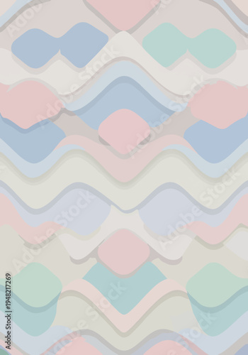 Abstract geometric pattern with layered wavy shapes in pastel colors creating a soothing design