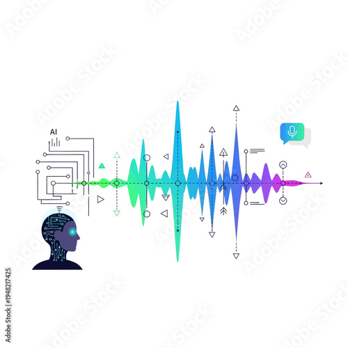 Artificial intelligence processing sound waves and speech recognition technology.