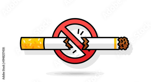 Breaking the habit a visual representation of quitting smoking with a crossed-out cigarette icon