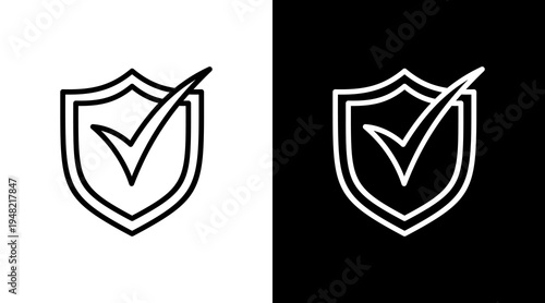 Checkmark Shield  White Icon Set Design