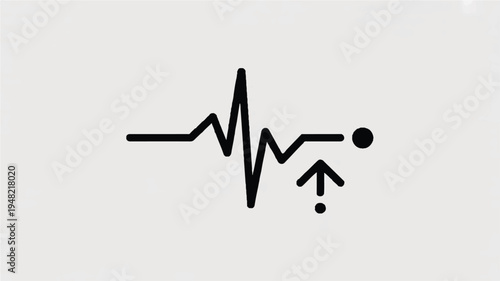 ECG heartbeat line with upward arrow pointing to a dot