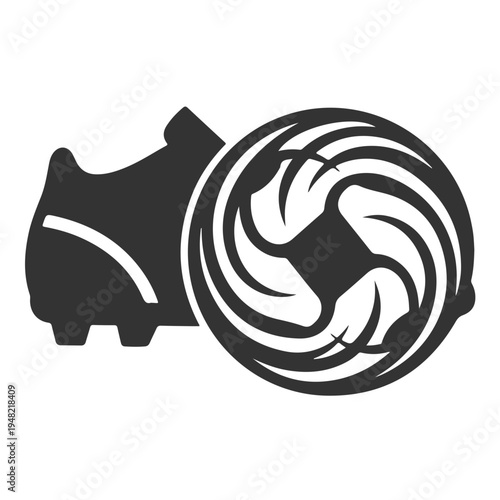 Creative Soccer Ball Logo Vector, Modern Football Icon Design for Sport Brand. Soccer Stadium Vector, Dynamic Soccer Player Kick Silhouette Vector, Sports Logo Design, Modern Football Logo Design Vect